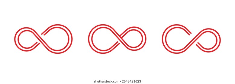 Conjunto de ícones Infinity. Infinito, eternidade, infinito, infinito, símbolos loop. Estilo plano dos ícones ilimitados da coleção do infinity