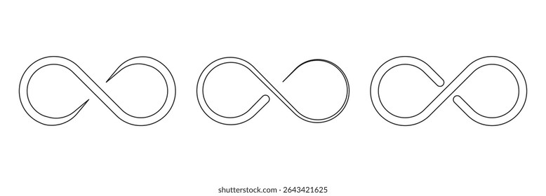 Conjunto de ícones Infinity. Infinito, eternidade, infinito, infinito, símbolos loop. Estilo plano dos ícones ilimitados da coleção do infinity