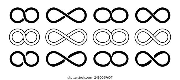 infinity icon set, infinite circle symbol. simple design isolated on white background