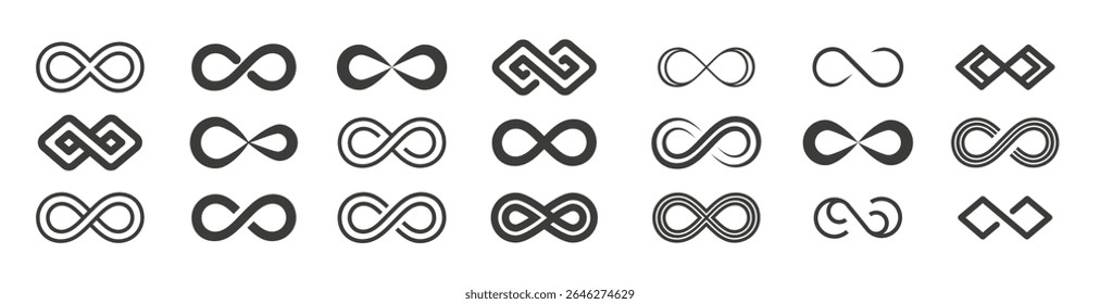 Infinity icon set. Infinity symbol collection. Vector isolated illustration.