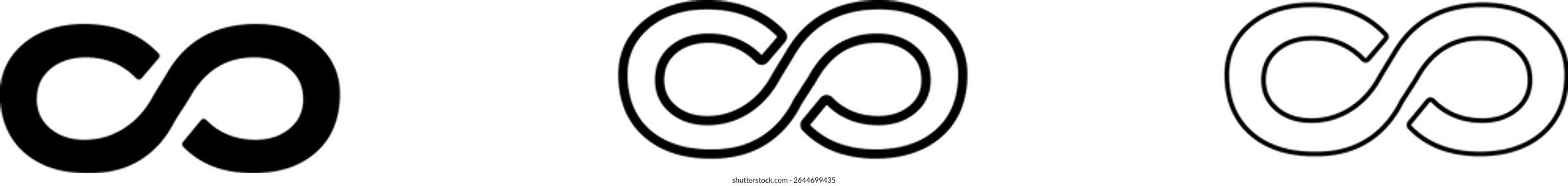 Infinity icon set. Symbol of continuity, eternity. Limitless endless sign 
for design and decor. Vector illustration