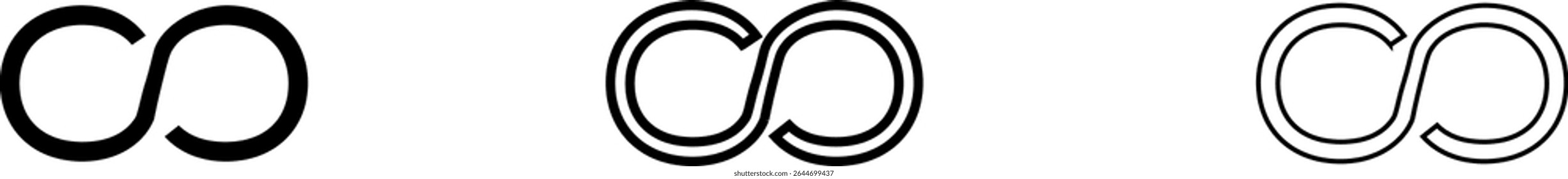Infinity icon set. Symbol of continuity, eternity. Limitless endless sign 
for design and decor. Vector illustration