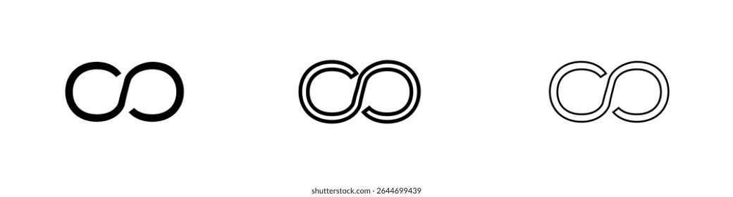 Infinity icon set. Symbol of continuity, eternity. Limitless endless sign 
for design and decor. Vector illustration