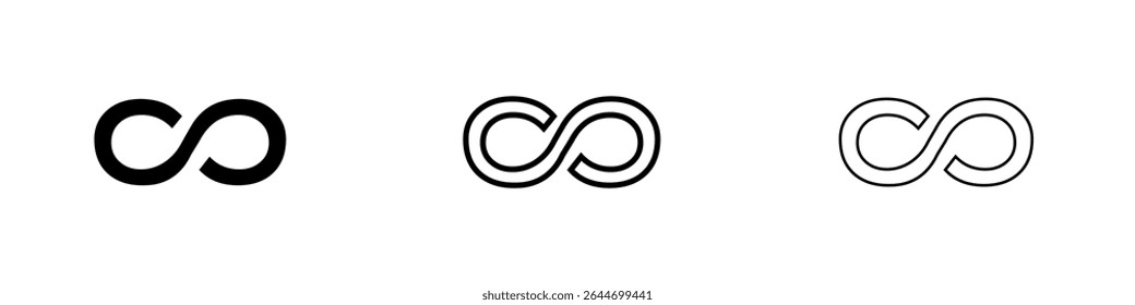 Infinity icon set. Symbol of continuity, eternity. Limitless endless sign 
for design and decor. Vector illustration