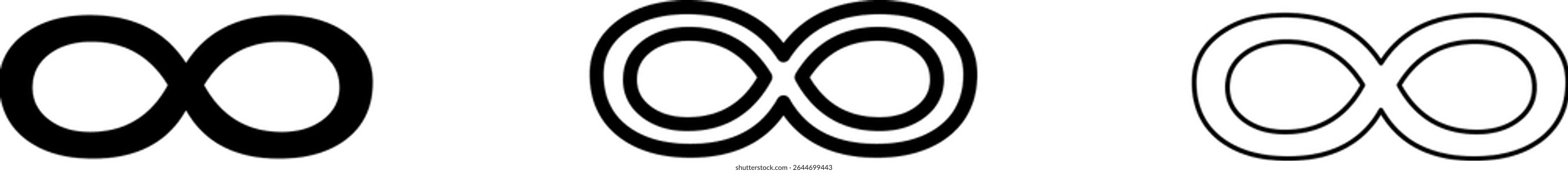 Infinity icon set. Symbol of continuity, eternity. Limitless endless sign 
for design and decor. Vector illustration