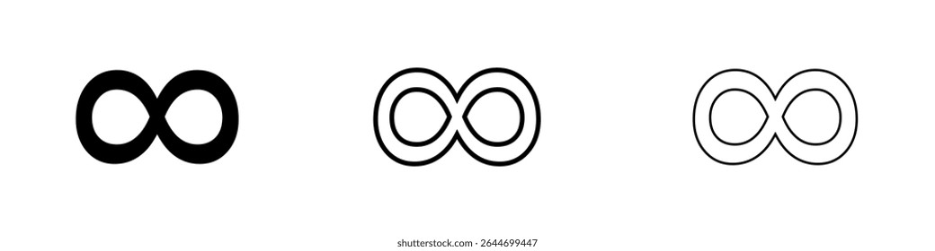 Infinity icon set. Symbol of continuity, eternity. Limitless endless sign 
for design and decor. Vector illustration