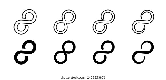 Infinity icon set. Infinity symbol. Infinity, eternity, infinite, endless symbols. Infinity icons
