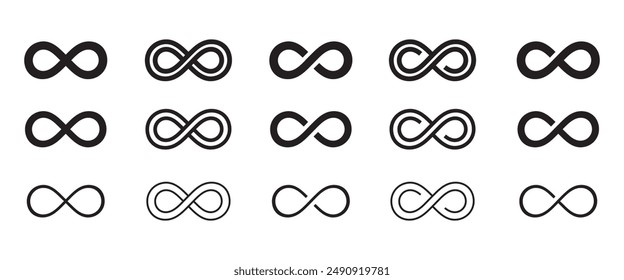 Infinity icon set. Symbols of endless, unlimited, eternal. Infinity, eternity, infinite, endless, loop symbols. infinity collection icons flat style.