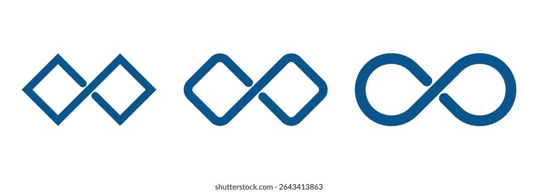 Conjunto de ícones Infinity. Símbolos de infinito, ilimitado, eterno. Infinito, eternidade, infinito, infinito, símbolos loop. infinito coleção ícones estilo plano.