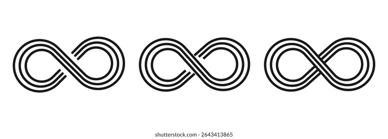 Infinity icon set. Symbols of endless, unlimited, eternal. Infinity, eternity, infinite, endless, loop symbols. infinity collection icons flat style.