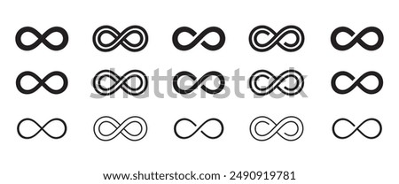 Infinity icon set. Symbols of endless, unlimited, eternal. Infinity, eternity, infinite, endless, loop symbols. infinity collection icons flat style.