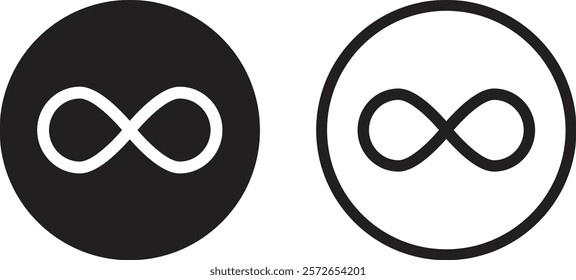infinity icon set in two styles . Endless symbol . Unlimited icon vector	