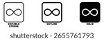 Infinity icon set vector infinite, eternity, infinity, endless, loop, unlimited, icons, symbol. editable stroke outline style for app user interface and web Vector illustration.