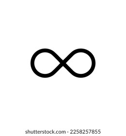 Icono de infinito. Sencillo símbolo de fondo de afiche de estilo infinito. Elemento de diseño de logotipo de marca infinita. Impresión infinita de camisetas. vector para pegatina.