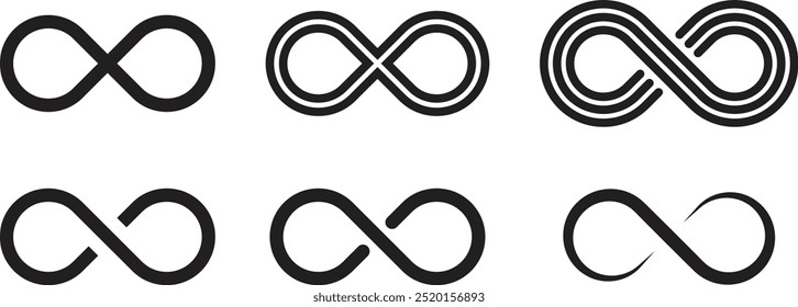 Infinity icon symbol set, Infinity sign, vector, logo, sign, symbol design, math sign. vector illustration