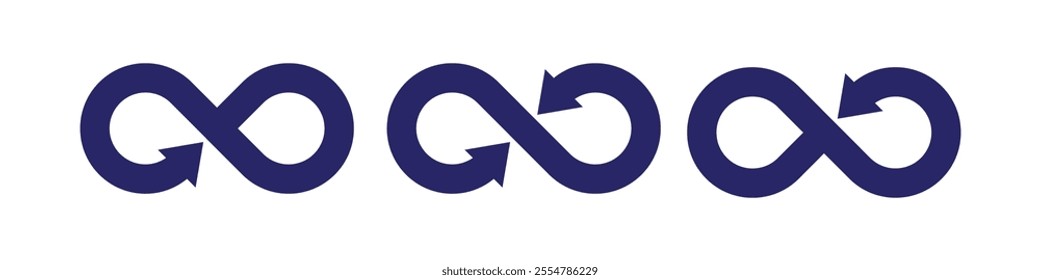 Infinity icon. Symbol of unlimited, limitless, endless, eternity, infinite, loop, discontinuation, lemniscate and repetition concepts. Mathematical Symbol. Vector illustration