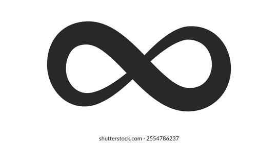 Infinity icon. Symbol of unlimited, limitless, endless, eternity, infinite, loop, discontinuation, lemniscate and repetition concepts. Mathematical Symbol. Vector illustration