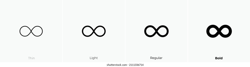 infinity icon. Thin, Light Regular And Bold style design isolated on white background