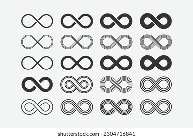 Infinity icon vector design illustration set isolated on white background. Simple isolated endless icon. Eternity symbol for web site and mobile app. Vector illustration eps10