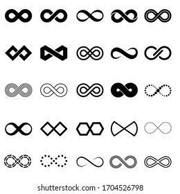 Infinity icon vector set. Mobius loop shape illustration sign collection. unlimited symbol. forever logo.