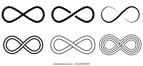 infinity icon, infinity vector, infinity symbol and sign. Infinity icon set. vector illustration.