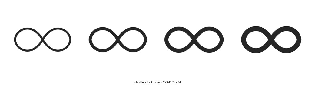 Infinity icons set isolated on white background. Repetitions or unlimited cycling. Vector illustration
