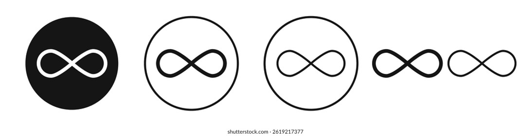 Infinity icons set in solid black and stroke line style