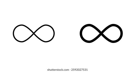 Infinity icons. stroke line and black solid icons