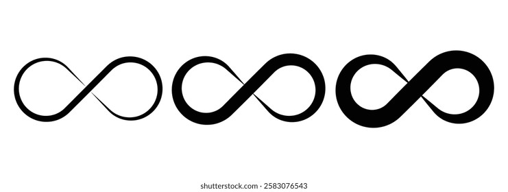 Infinity icons. Symbols of endless, unlimited, eternal. Infinity symbols.