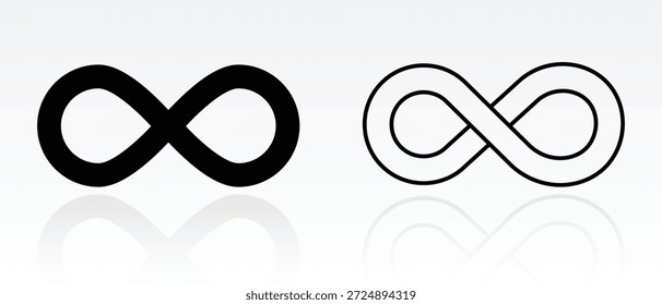ícones do infinito, vetor do infinito, símbolo do infinito e sinal. Ícone infinito preenchido e linha com estilo de sombra. ilustração de vetor.