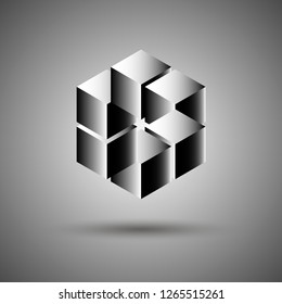 Infinity or Impossible hexagon. Impossible shape. Penrose figure. Unreal geometrical symbol from cubes. Vector Illustration