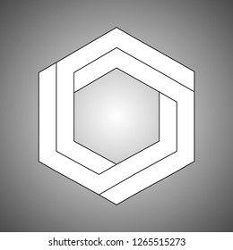 Infinity or Impossible hexagon. Impossible shape. Penrose figure. Unreal geometrical symbol from cubes. Vector Illustration