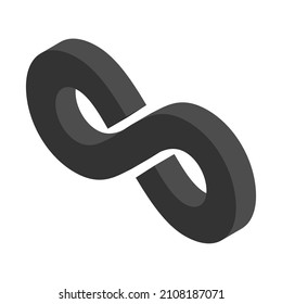 Infinity isometric geometric icon, mathematical tattoo symbol, endless abstract shape vector illustration modern sign .