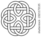 Infinity knot outline in black. Celtic symbol. Isolated background.
Symbolizes infinity of life, rebirth, immortality of the soul and the sometimes arduous and tangled path in this world.