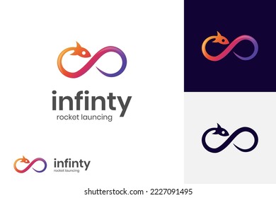 infinity launch rocket logo icon design, rocket launch logo template for business technology identity