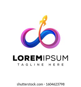 infinity launch rocket logo, rocket launch logo template