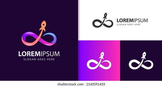 infinity launch rocket logo, rocket launch logo template for business technology symbol icon design