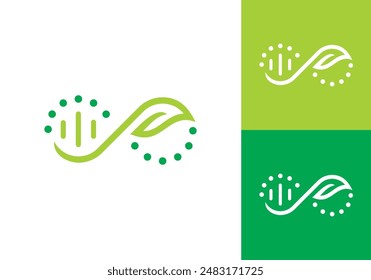 combinación de Vector de diseño de logotipo de adn de hoja infinita