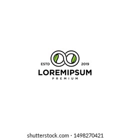 Infinity Leaf Emblem Label logo design vector
