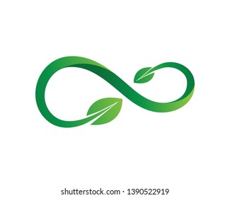 Infinity leaf green Design Vector icon illustration Logo template design