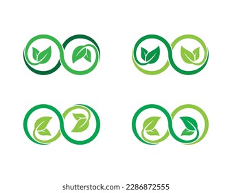 Infinity Leaf Logo Concept icon sign symbol Element Design. Health Care, Ecology, Herbal, Spa, Beauty salon, Boutique, Natural Products, Organic Logotype. Vector illustration template