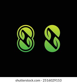 Infinity Leaf Logo, Letter S leaf logo template