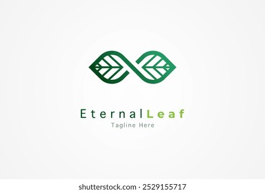 Logotipo de Infinity Leaf, Hoja con infinito símbolo de la combinación de inmortalidad, Elemento de diseño de Plantilla de diseño de logotipo de hoja, Ilustración vectorial