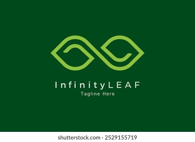 Logotipo de Infinity Leaf, Hoja con infinito símbolo de combinación de inmortalidad, Elemento de Plantilla de diseño de logotipo de hoja, Ilustración vectorial