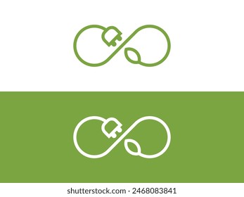 infinity leaf nature energy logo icon vector illustration