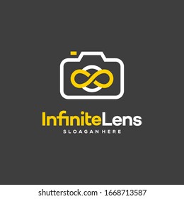 Lente infinita Logo diseños de concepto vectorial, símbolo de logotipo Infinity y Cámara