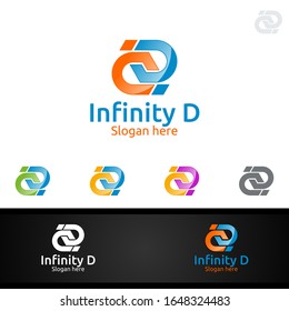 Infinity Letter D for Digital Marketing Financial Advisor or Invest Vector Logo Design Icon