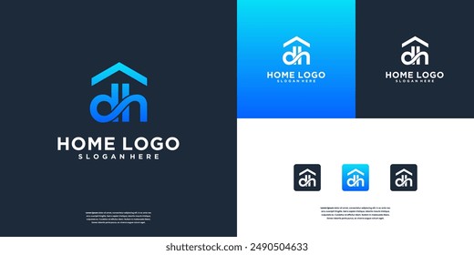 Infinity letter D and h with home property logo design inspiration