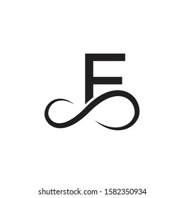 infinity letter f logo vector black color