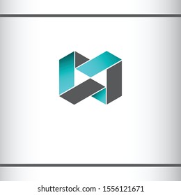 Infinity, Letter M or MM or MW. Blue and gray color. 3d effect. logo icon design template.